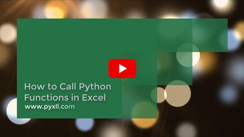 Calling Python functions from Excel as worksheet functions