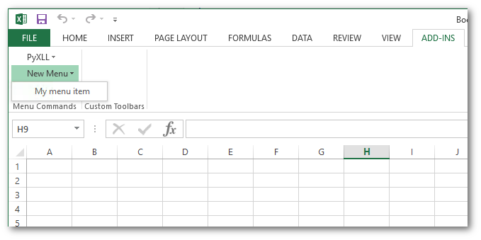 Menu Functions - PyXLL User Guide