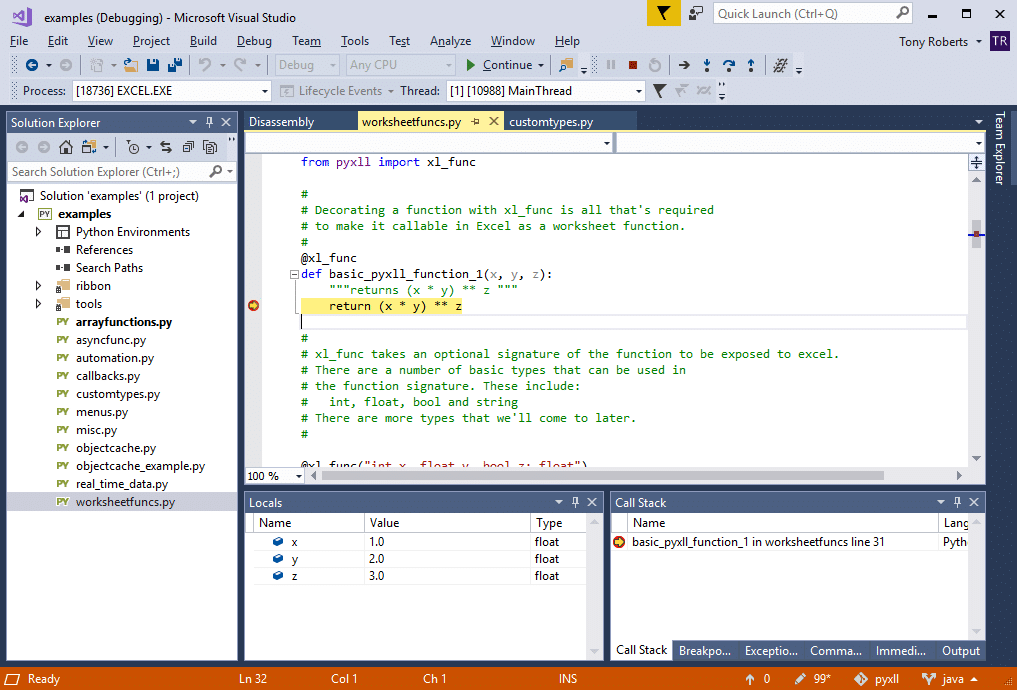 how to use python in visual studio 2018