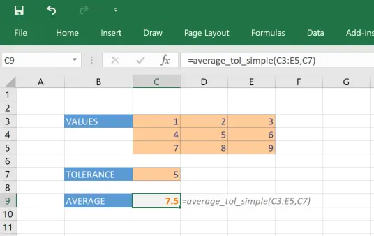 Simple Average With Tolerance Python Function