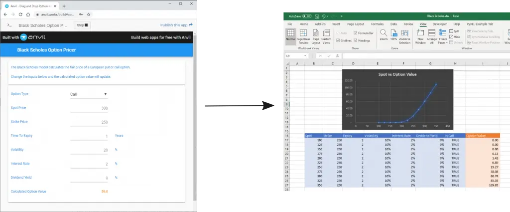 Call Python web apps from Excel