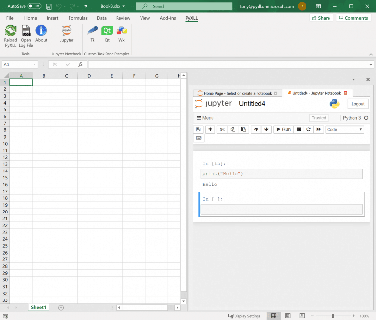 Python Jupyter Notebooks In Excel - PyXLL