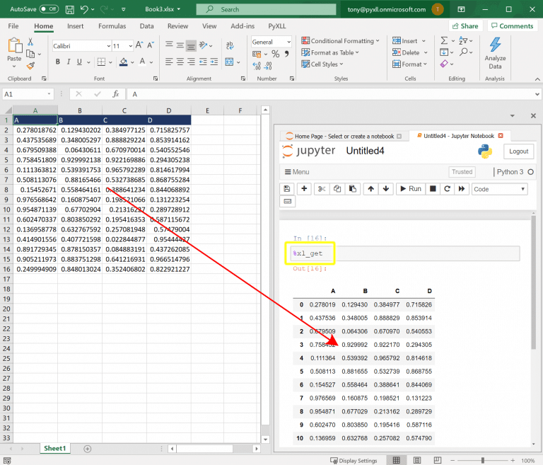 Python Jupyter Notebooks In Excel - PyXLL