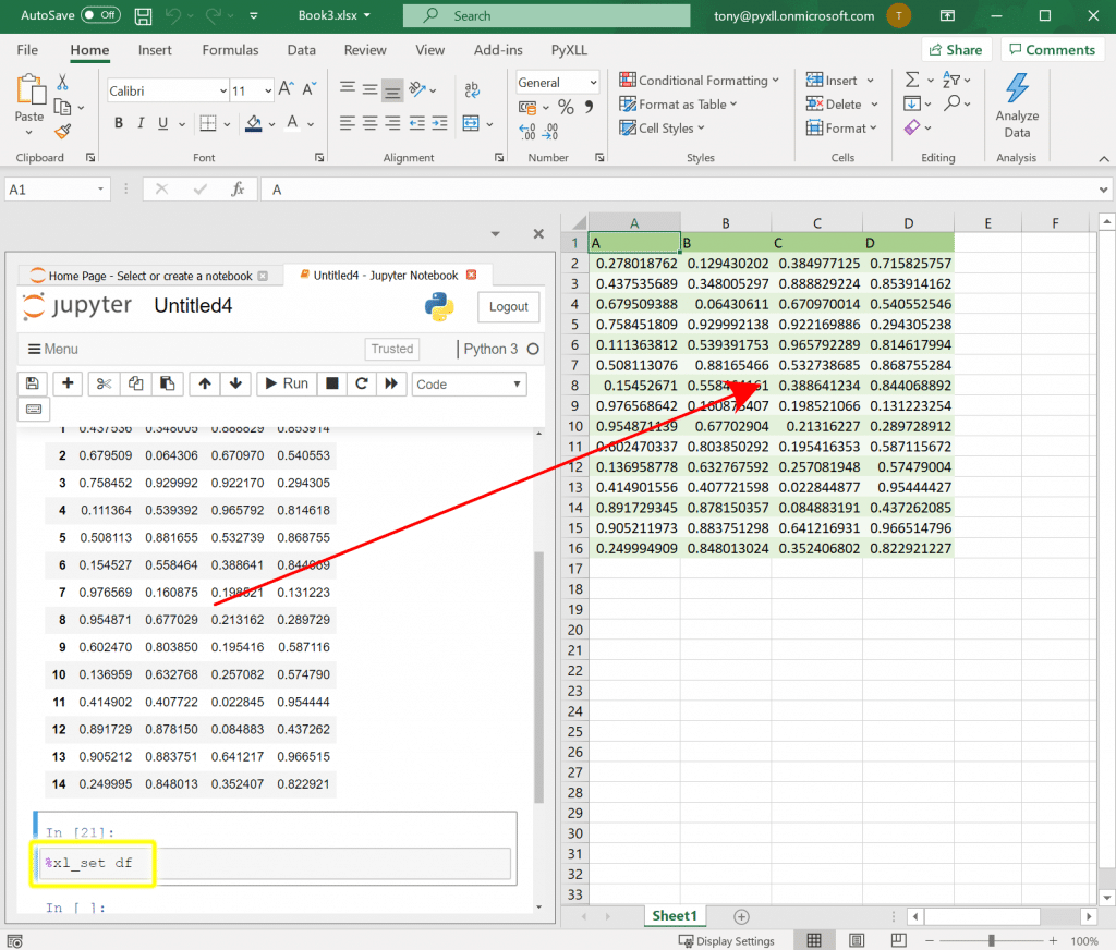 Python Jupyter Notebooks In Excel PyXLL